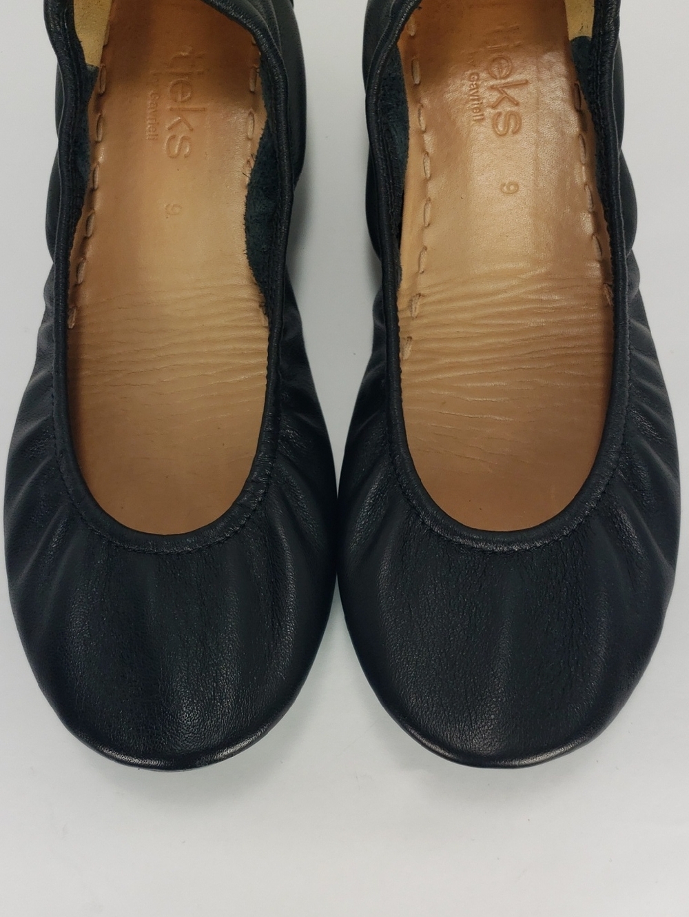 TIEKS BY GAVRIELI BLACK NAPPA LEATHER FOLDABLE BALLET FLATS SHOES WOMEN'S 9 - Picture 7 of 16